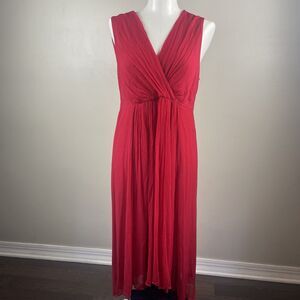 Soft Surroundings Womens Charmonte Red Crinkle Chiffon Dress 10P